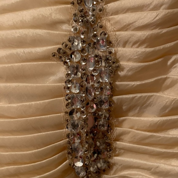 Champagne strapless formal dress with jeweled detail - Picture 6 of 15